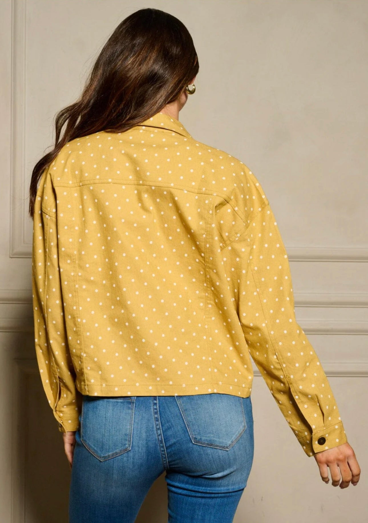 POCKETS POLKA DOTS DENIM JACKET