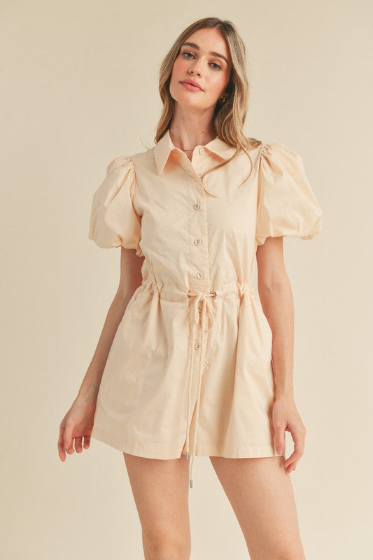 Puff sleeve ecru romper