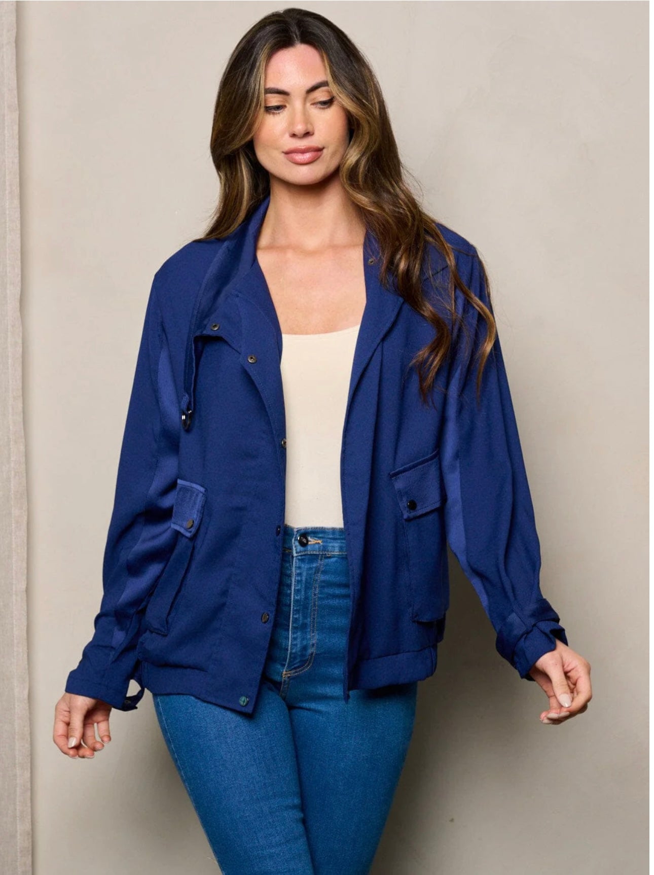 LONG SLEEVE BUTTON UP POCKETS JACKET