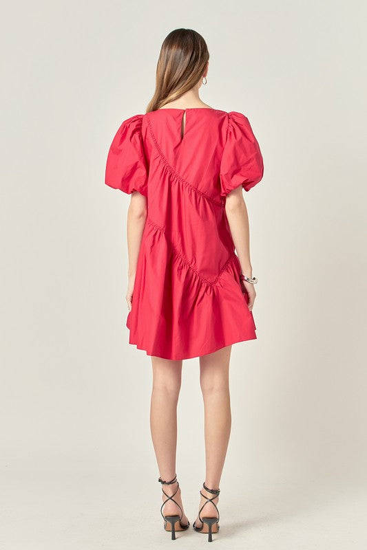 Asymmetric poplin dress