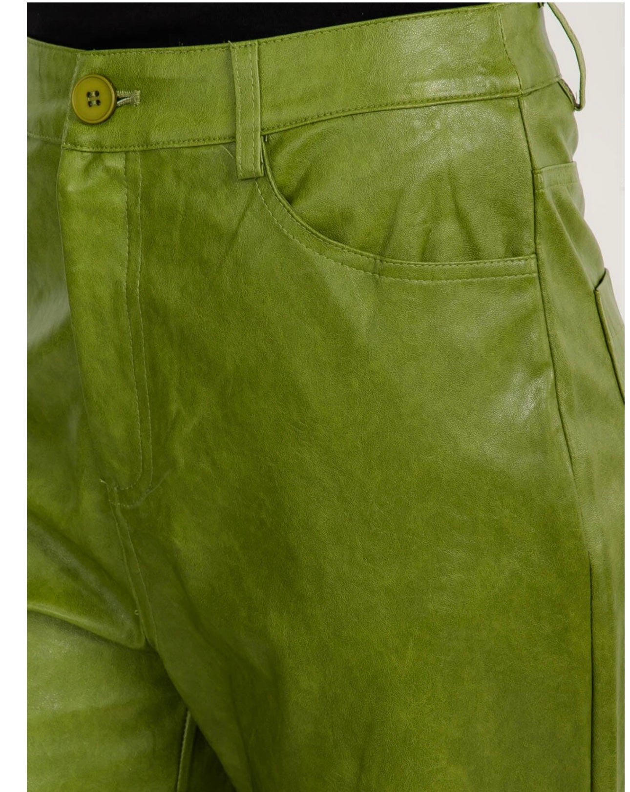 GREEN PLEATHER PANTS