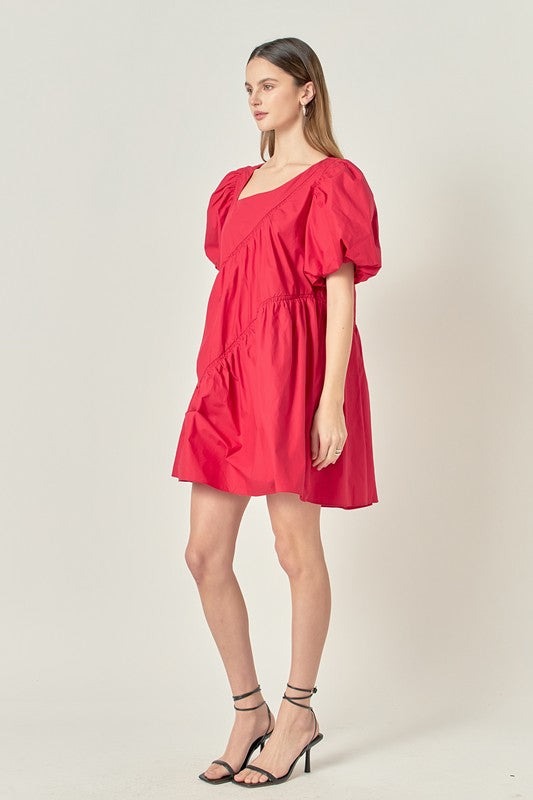 Asymmetric poplin dress