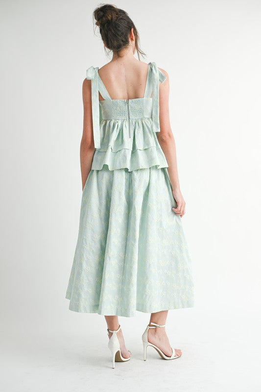 Blue top and midi skirt set