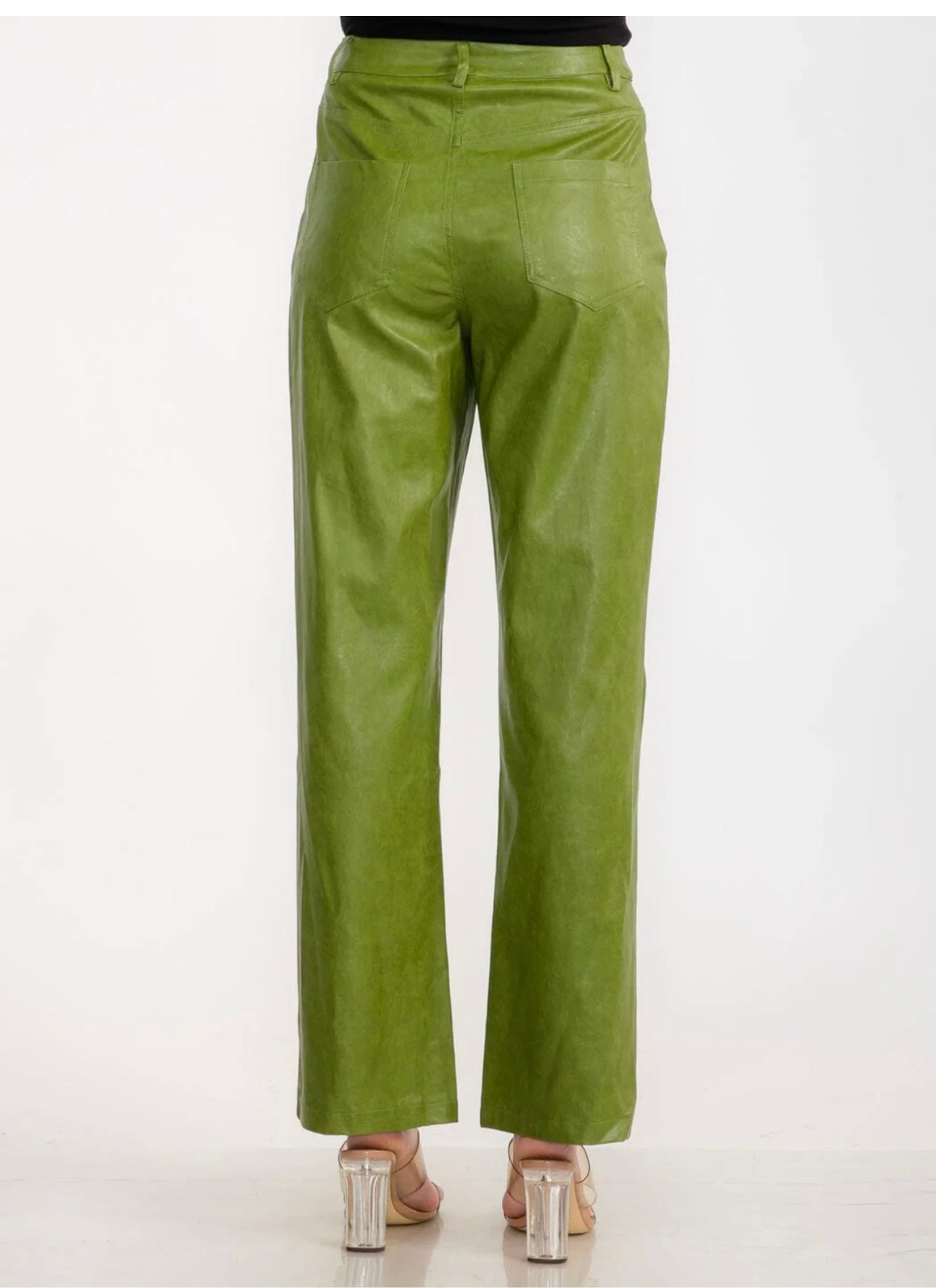 GREEN PLEATHER PANTS