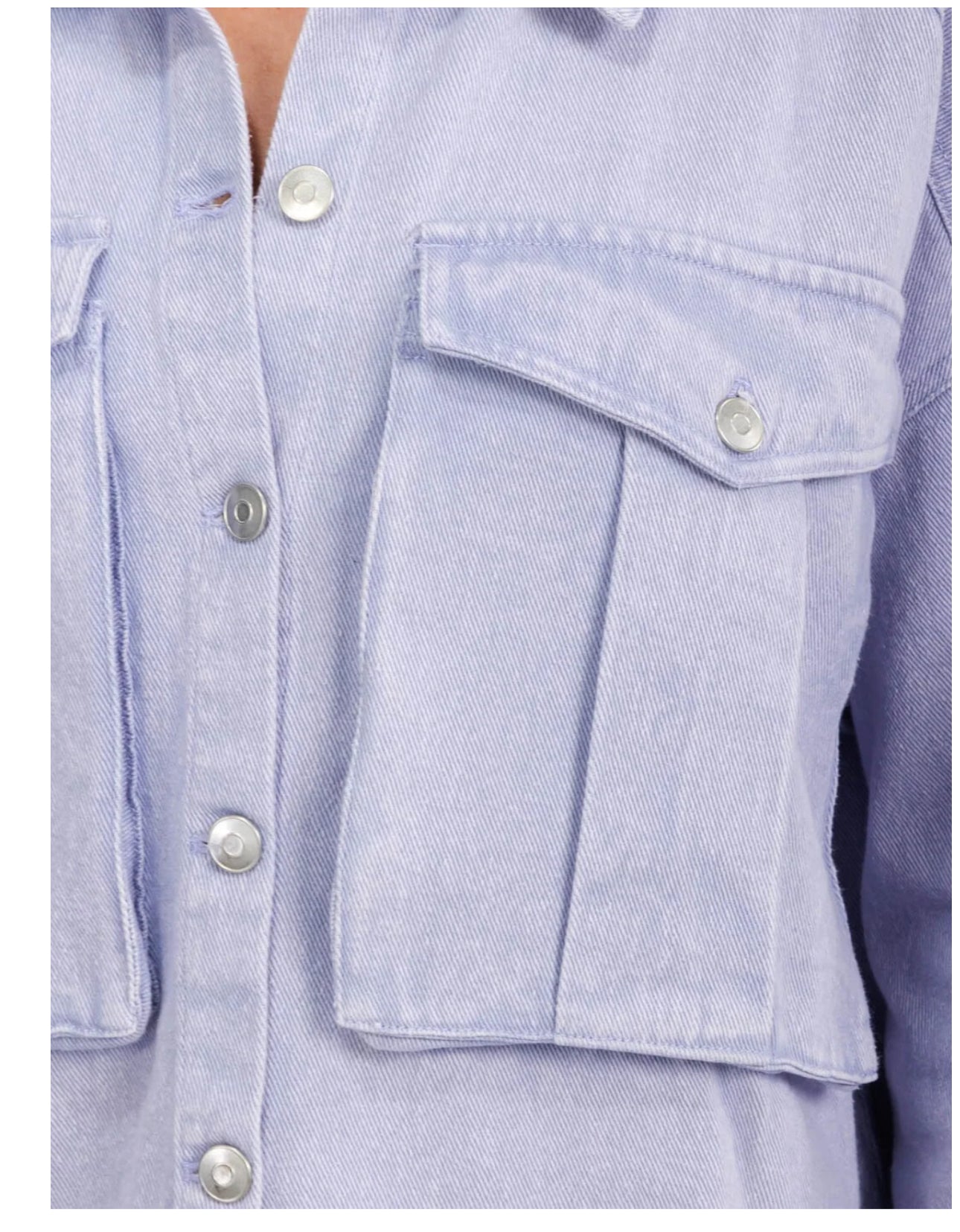LONG SLEEVE BUTTON UP FRONT POCKETS WASHED DENIM JACKET