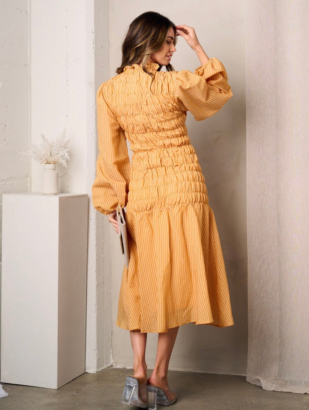 MUSTARD RUFFLE DRESS