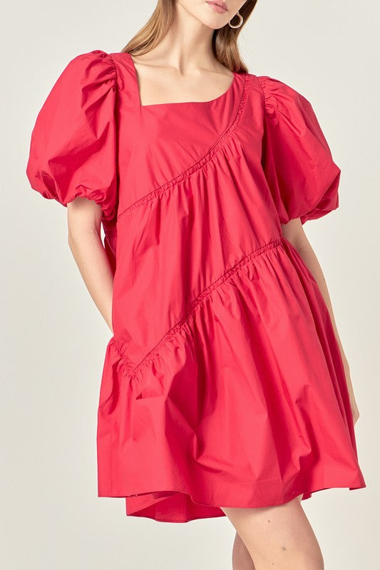 Asymmetric poplin dress