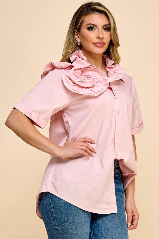 RUFFLE PINK BLOUSE