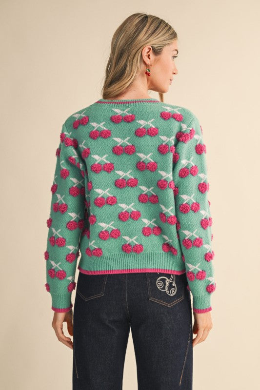Fuzzy cherry sweater