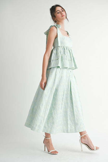 Blue top and midi skirt set