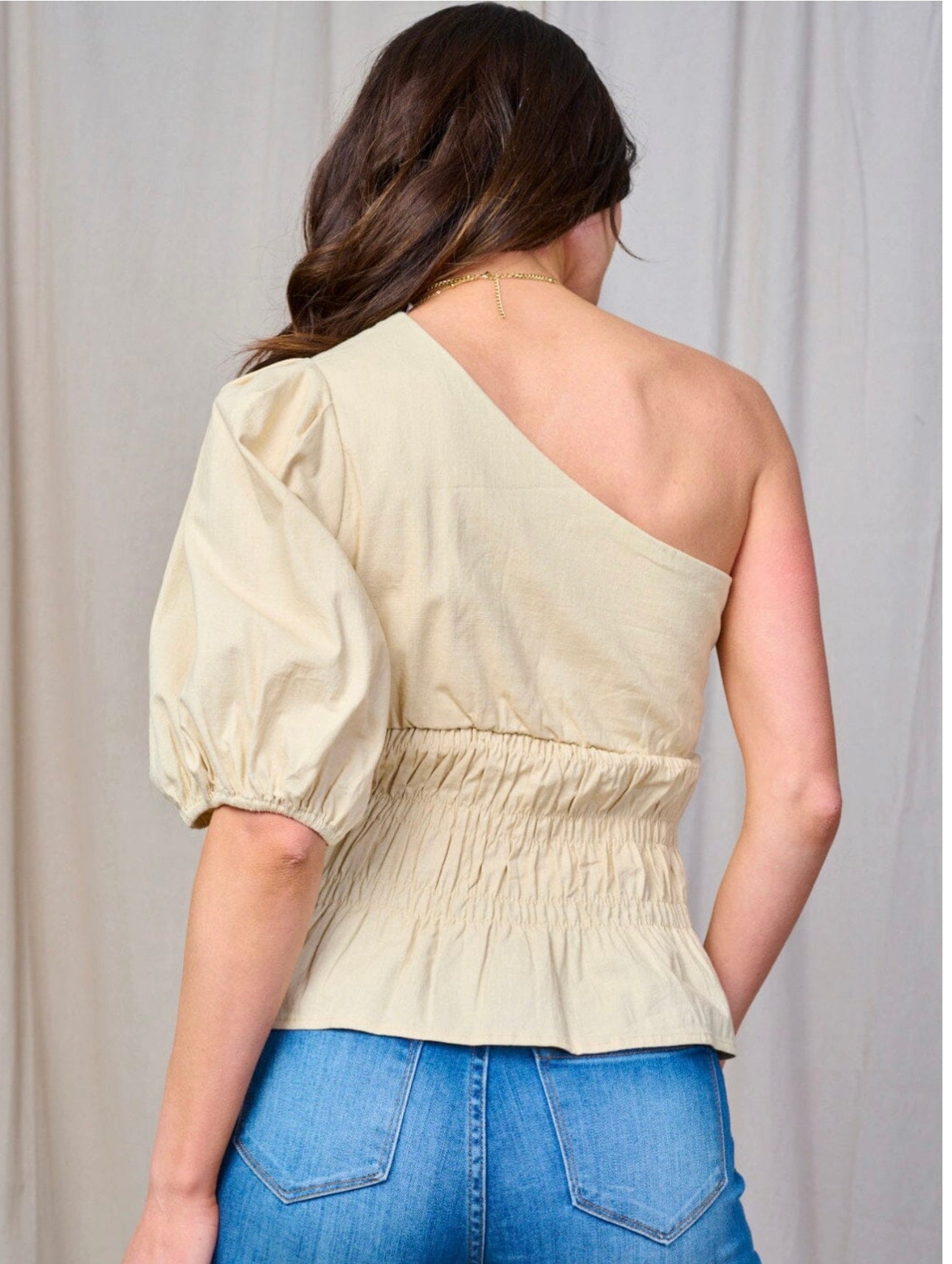 ONE SHOULDER OATMEAL TOP