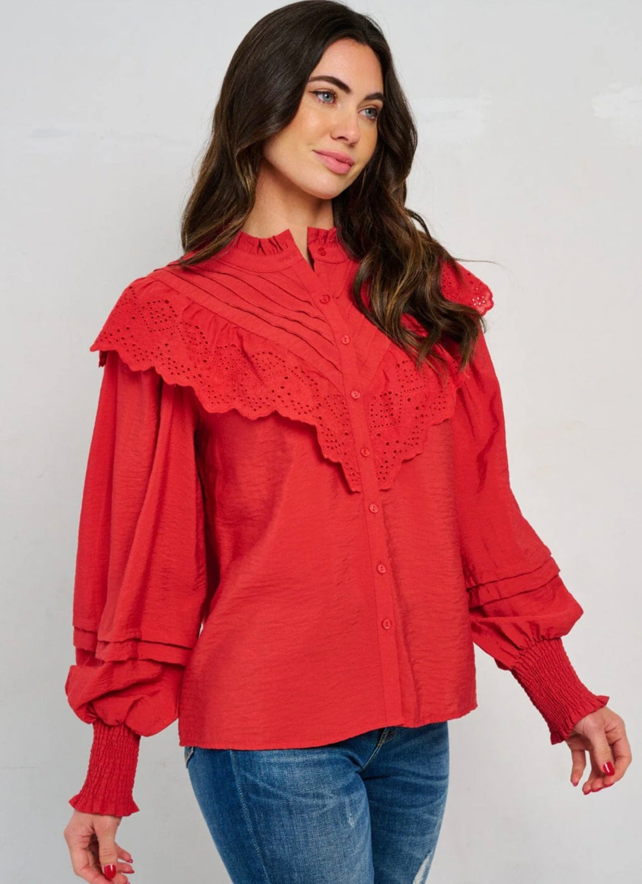 RUFFLE RED BLOUSE