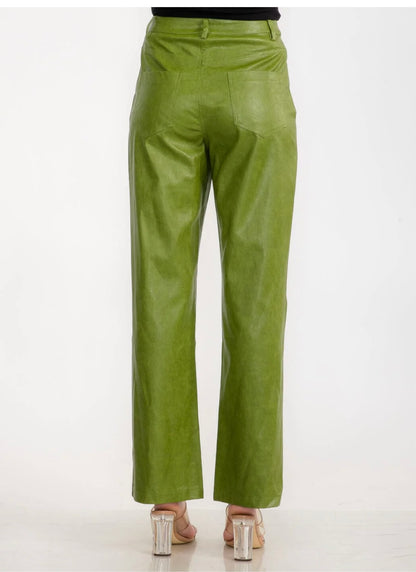 GREEN PLEATHER PANTS
