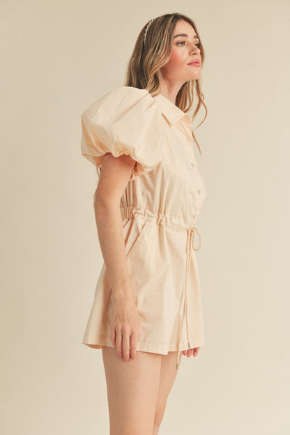 Puff sleeve ecru romper