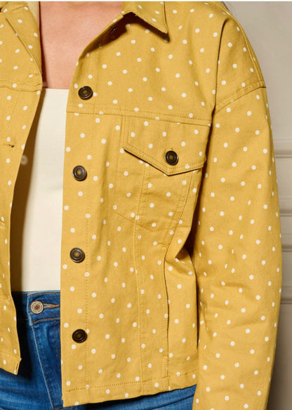POCKETS POLKA DOTS DENIM JACKET
