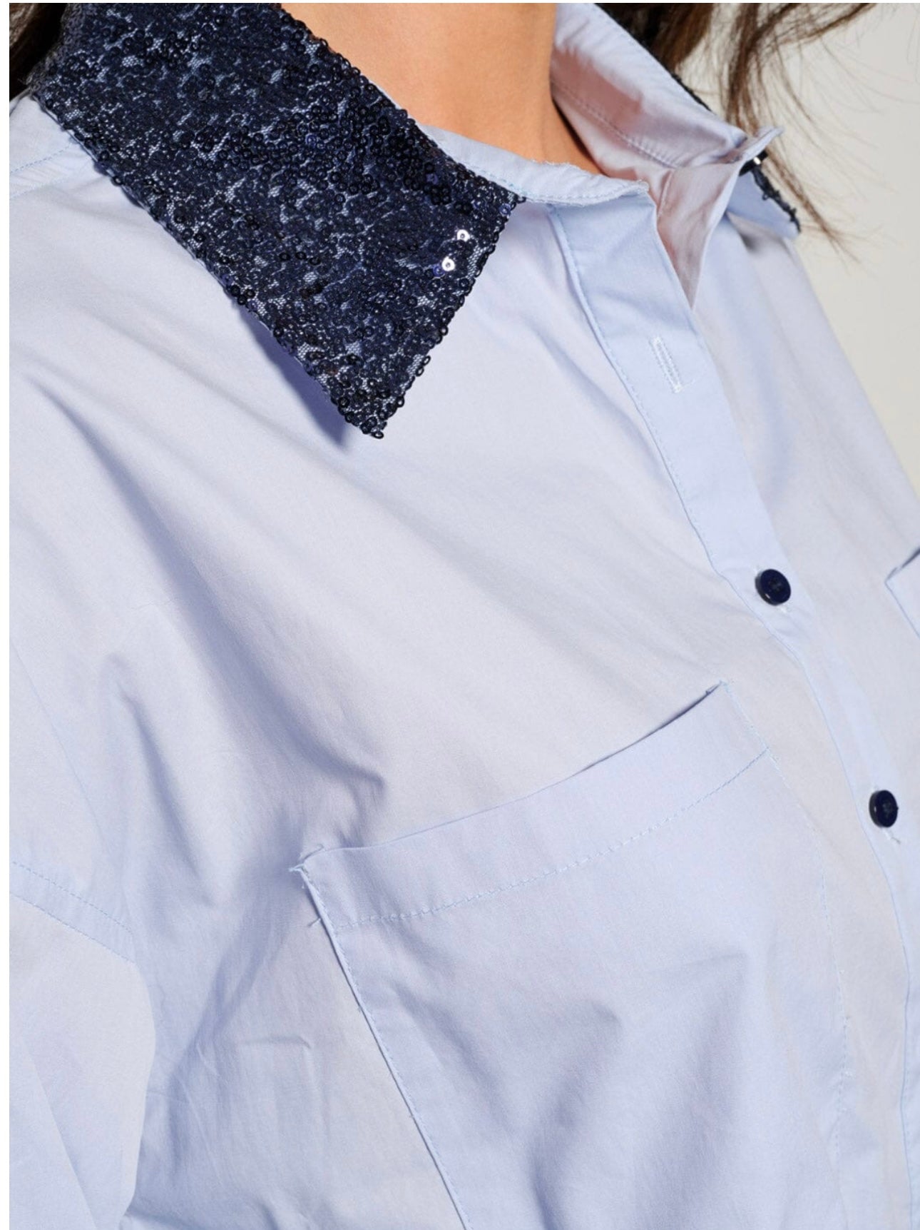 LONG SLEEVE  SEQUINS GRAPHIC BLOUSE TOP