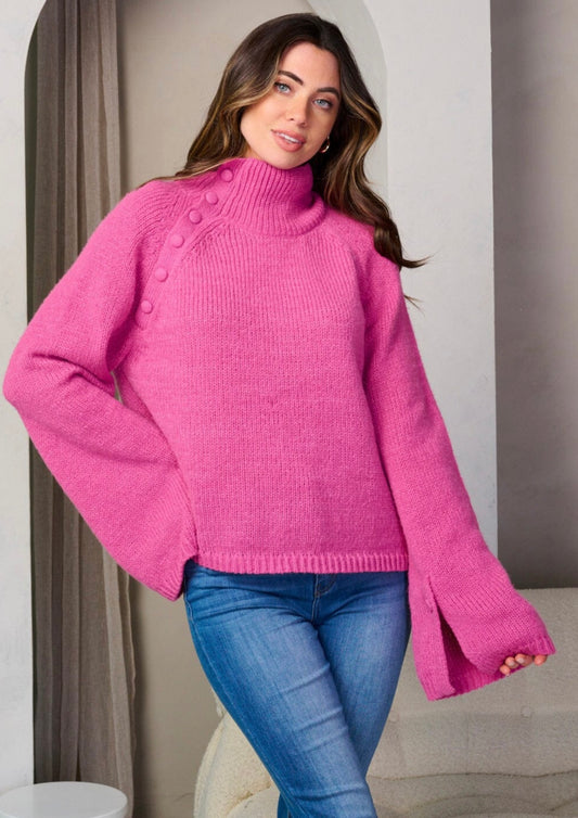 LONG BELL SLEEVE TURTLE NECK PULLOVER SWEATER