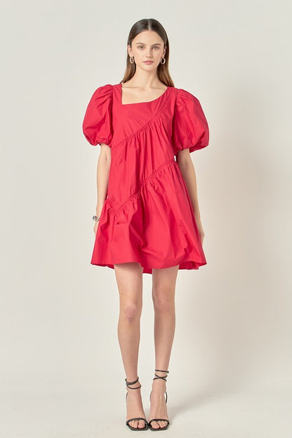 Asymmetric poplin dress