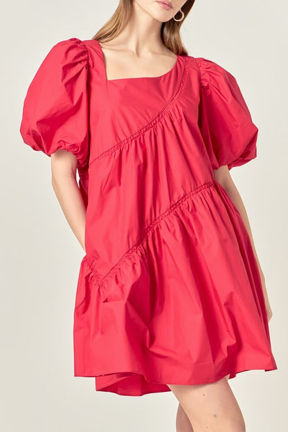 Asymmetric poplin dress