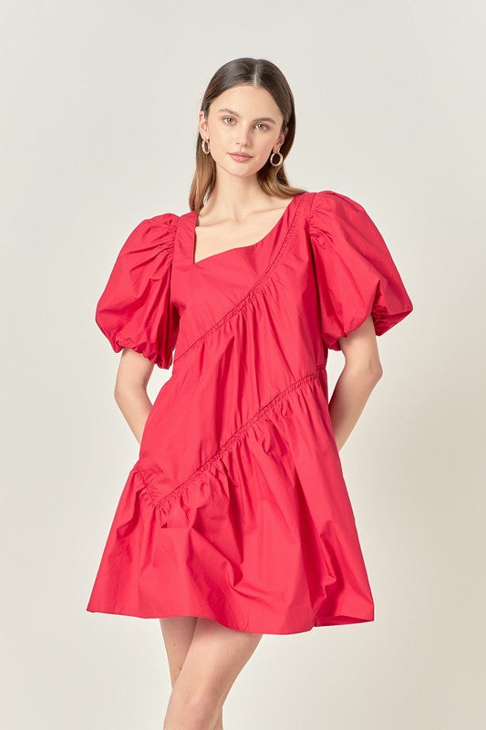 Asymmetric poplin dress