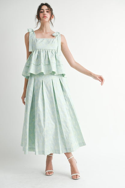 Blue top and midi skirt set
