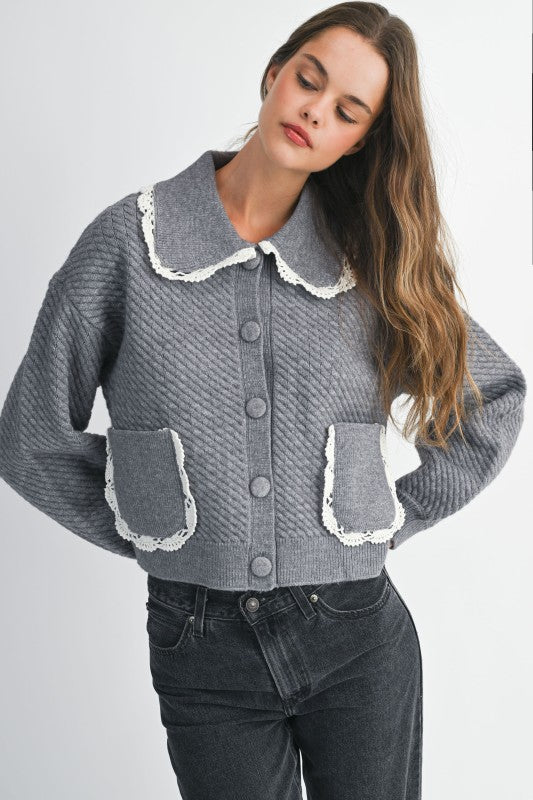 LACE TRIM CARDIGAN