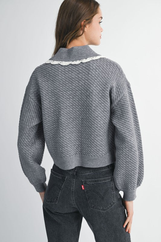 LACE TRIM CARDIGAN