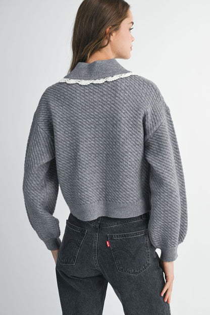 LACE TRIM CARDIGAN