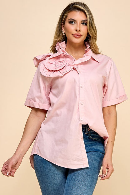 RUFFLE PINK BLOUSE