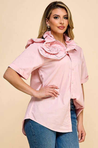RUFFLE PINK BLOUSE