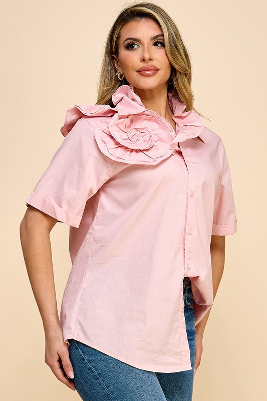 RUFFLE PINK BLOUSE