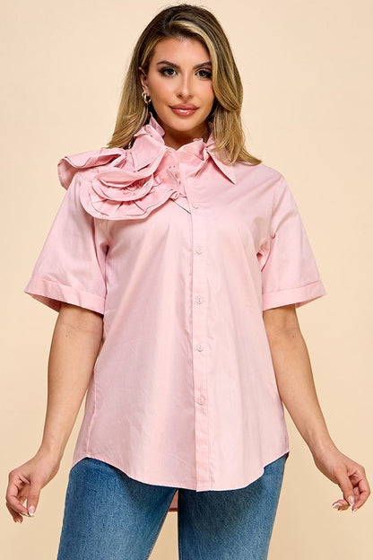 RUFFLE PINK BLOUSE